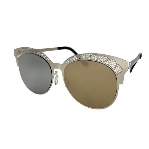 Gold Mirrored Two Tone Retro Cat Eye Sunglasses UV400 - Picture 3 of 6